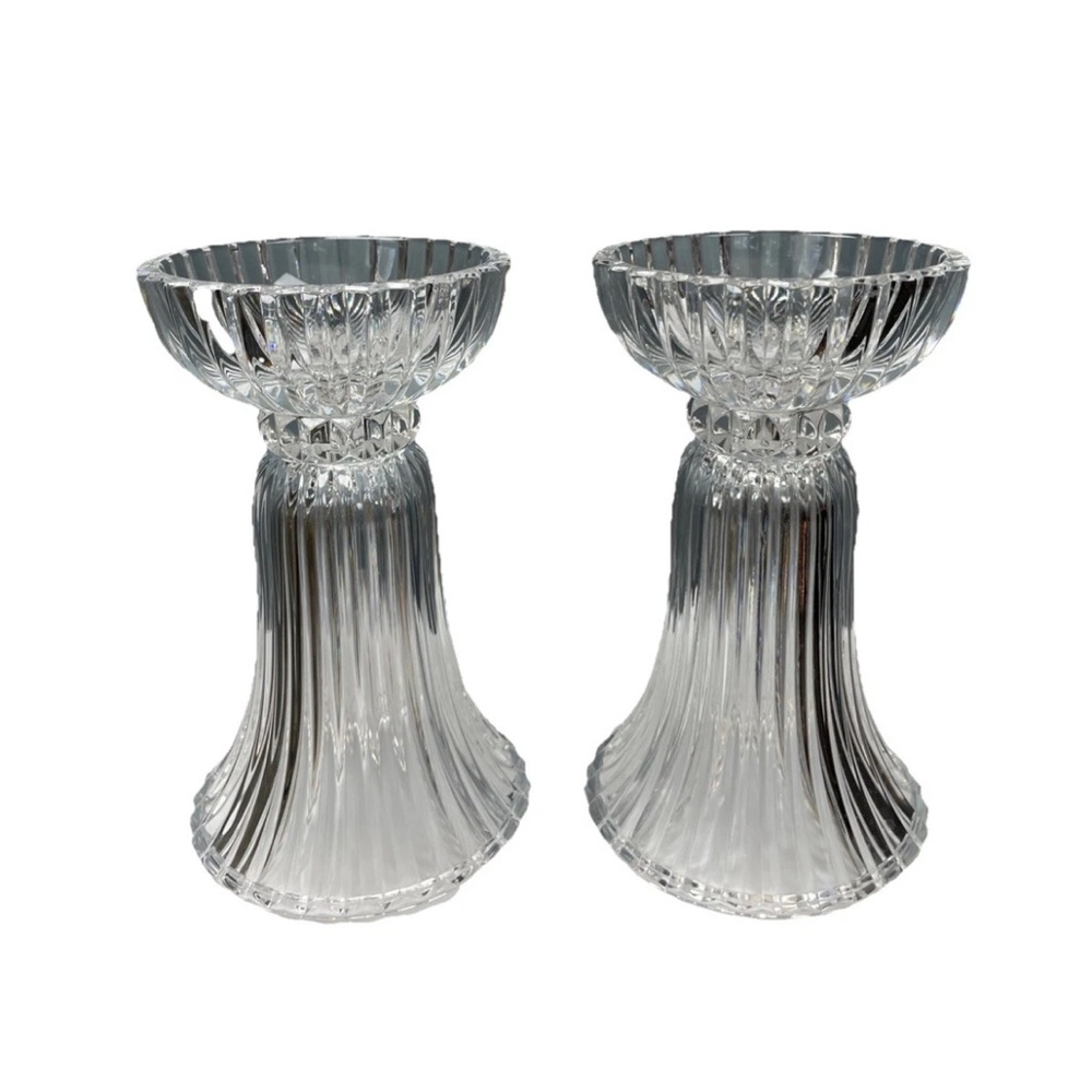 Vintage Partylite Vienna Waltz 24% Crystal Candle Holder/Vase Set Of 2